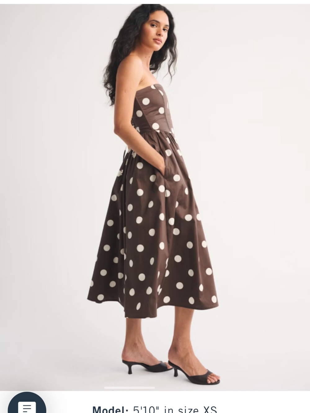 Abercrombie & Fitch Bra Free Brown Polka Dot Midi Dress - Picture 3 of 12